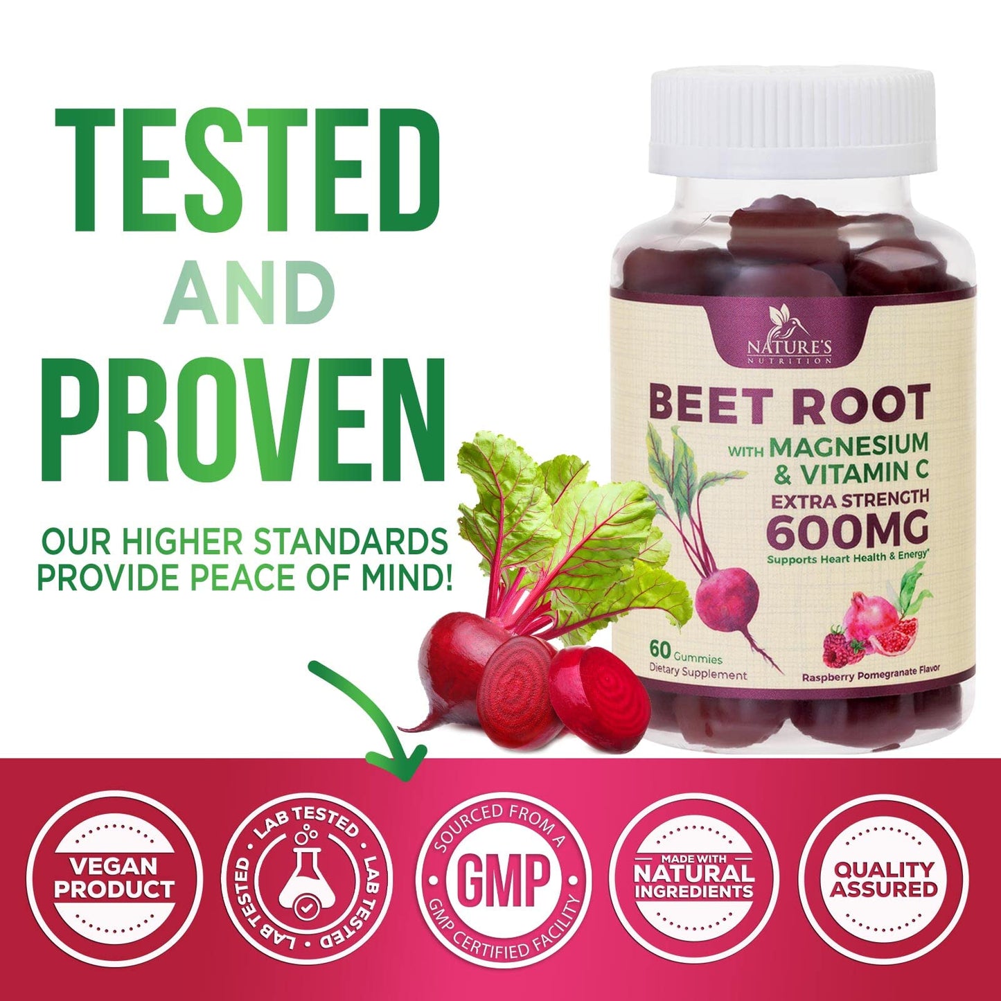 Nature's Nutrition Beet Gummies with Beetroot - Energy & Heart Health Support Nature's NutritionBuy Supplements Australia