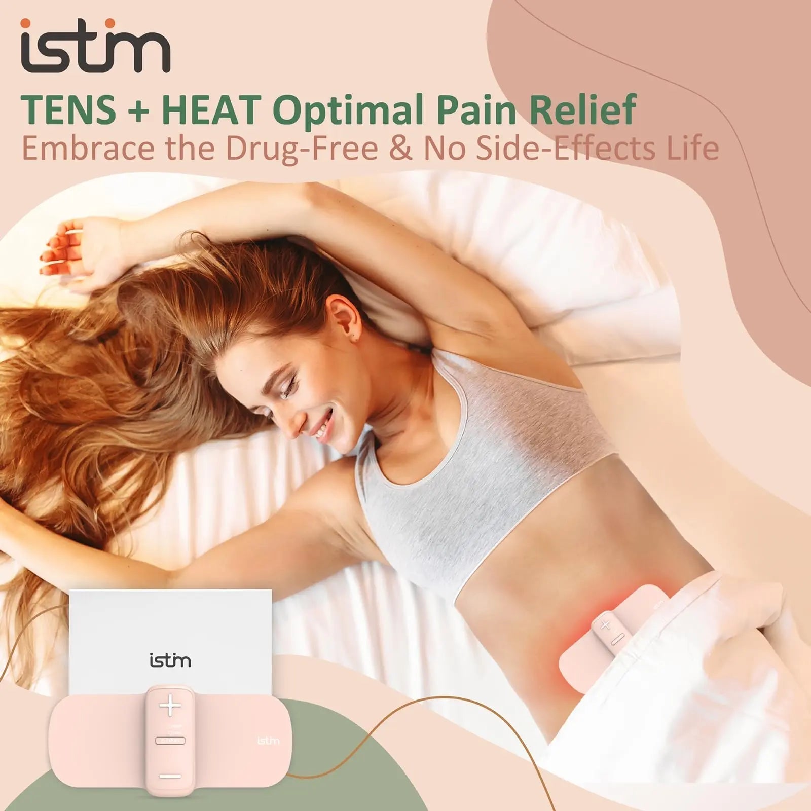 iStim S1 Wireless TENS Unit for Menstrual Relief – Period Pain Relief Device for Period Cramps and Back Pain, TENS Machine with Heat, Rechargeable Drug-Free TENS Massager with Japanese Gel Pads iSTIMBuy Supplements Australia