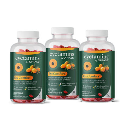 eyetamins® by OPTASE® Eye Comfort™ - 60 Softgels - Eye Doctor Recommended - an Omega-Based Eye Supplement formulated to Support Moisture Balance and Eye Comfort from Within. Plant Based Soft gels. eyetaminsBuy Supplements Australia