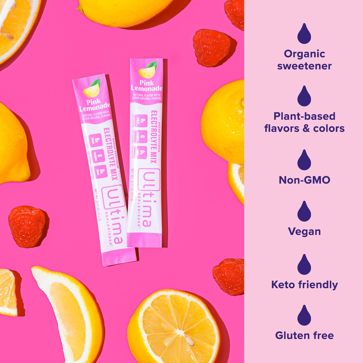 Ultima Replenisher Daily Electrolyte Drink Mix – Pink Lemonade, 20 Stickpacks – Hydration Ultima ReplenisherBuy Supplements Australia