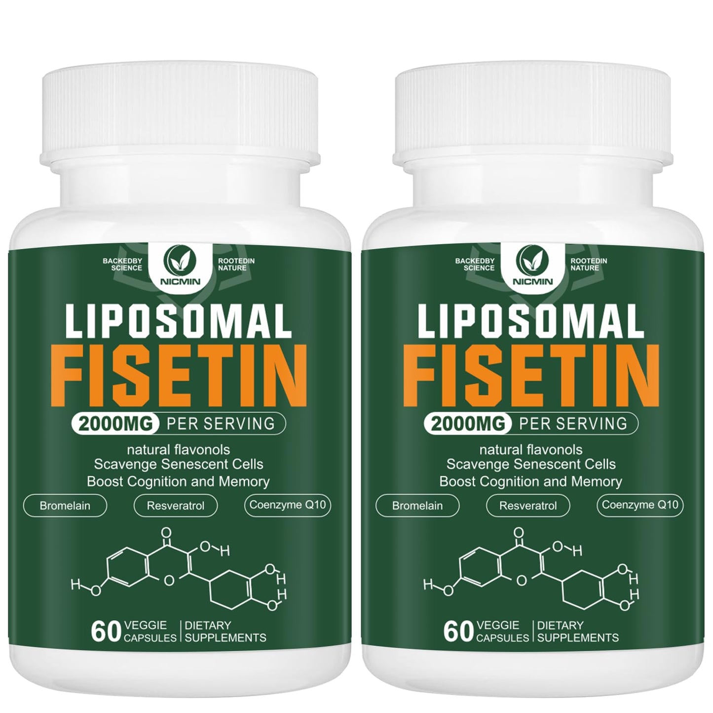 Liposomal Fisetin Supplement, 2000MG, 98% Pure Fisetin Polyphenols Antioxidants, with Quercetin, TMG and Resveratrol, for Healthy Aging, Cognitive Support, 120 Capsules NICMINBuy Supplements Australia