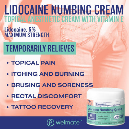 WELMATE | 5% Lidocaine | Numbing Cream Maximum Strength | Topical Anesthetic WELMATEBuy Supplements Australia