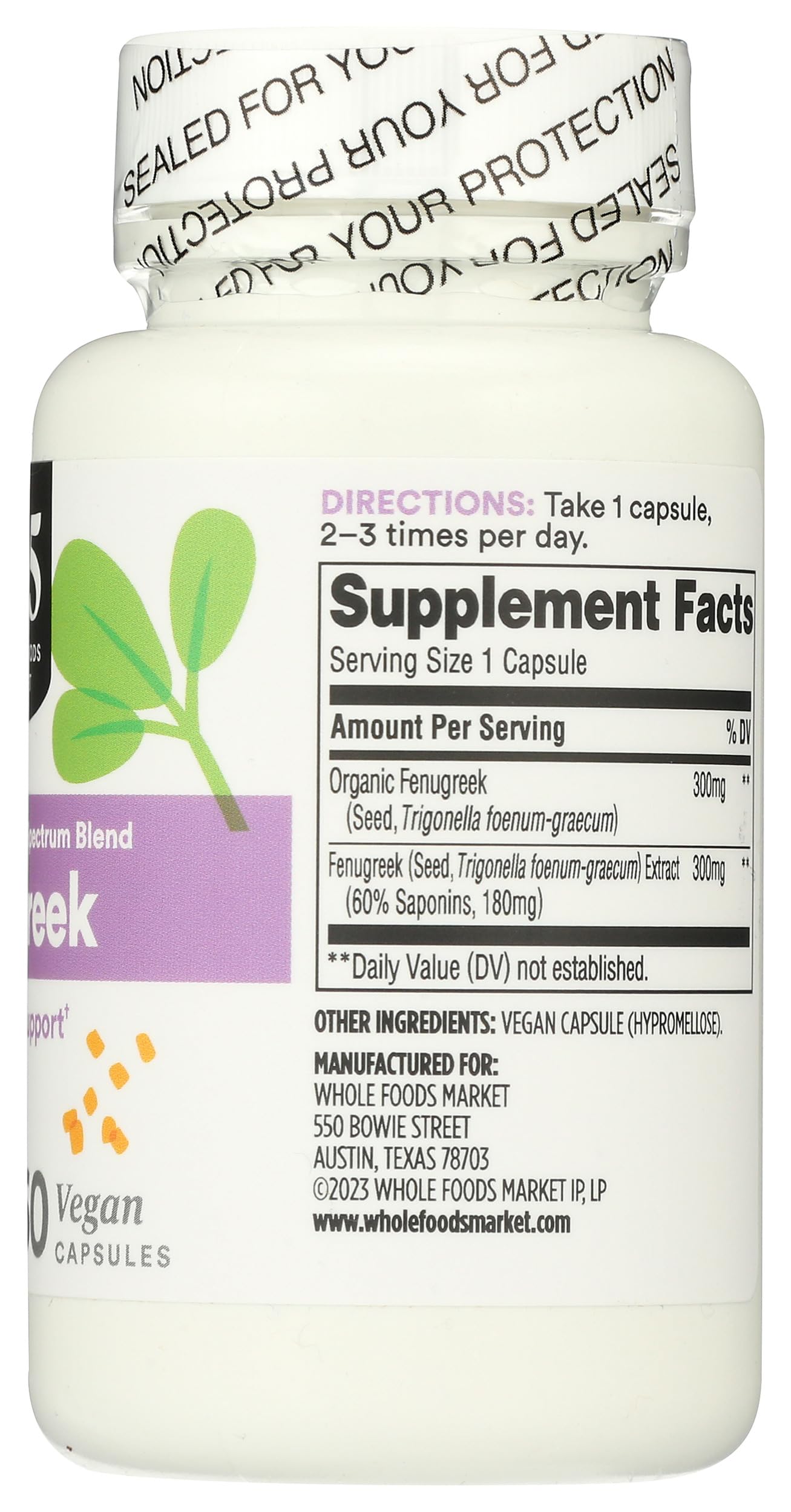 365 by Whole Foods Market, Fenugreek Standardized + Full Spectrum Blend, Lactation Support, Vegan Capsules, 60 Count 365 by Whole Foods MarketBuy Supplements Australia