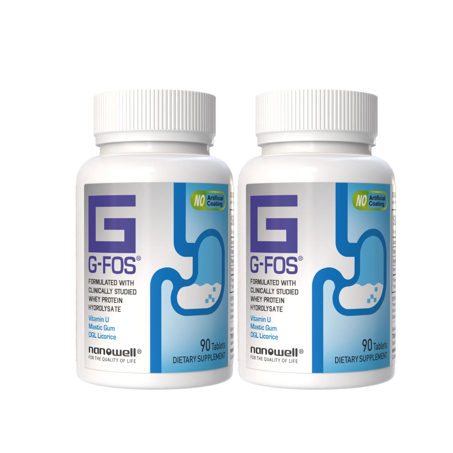 NANOWELL G-FOS Digestive Health Supplement, Vitamin U - 90 Tablets X 2 Bottles for 2 Months (180 Count) NANOWELLBuy Supplements Australia