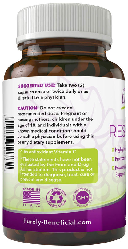 PURELY beneficial RESVERATROL1450-90day Supply, 1450mg per Serving of Potent Antioxidants PURELY beneficialBuy Supplements Australia
