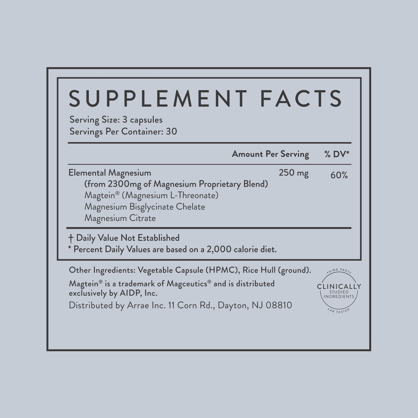 Arrae Magnesium Supplement, Magnesium Glycinate, Citrate & L-threonate, 250 mg, Support Mood, Sleep, Nerves, and Muscles,90 Capsules ArraeBuy Supplements Australia