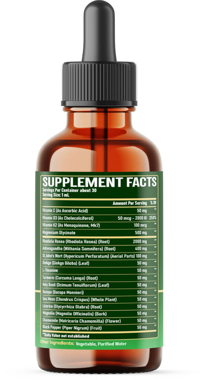 17in1 Rhodiola Rosea Liquid Supplement with Ashwagandha, Magnesium Glycine, L-Theanine, Vitamin C, Vitamin D3, Vitamin K2, Ginkgo, Turmeric, Holy Basil and More - 1 FL Oz - 60 Day Supply WELBUDABuy Supplements Australia