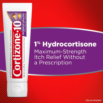 Cortizone-10 Maximum Strength Intensive Healing Itch Relief Cream, 1% Hydrocortisone, Fast-Acting, Anti-Itch Cream for Bug Bites, Rash, Eczema, Psoriasis, Poison Ivy, Oak, Sumac & More, 1 oz Cortizone 10Buy Supplements Australia