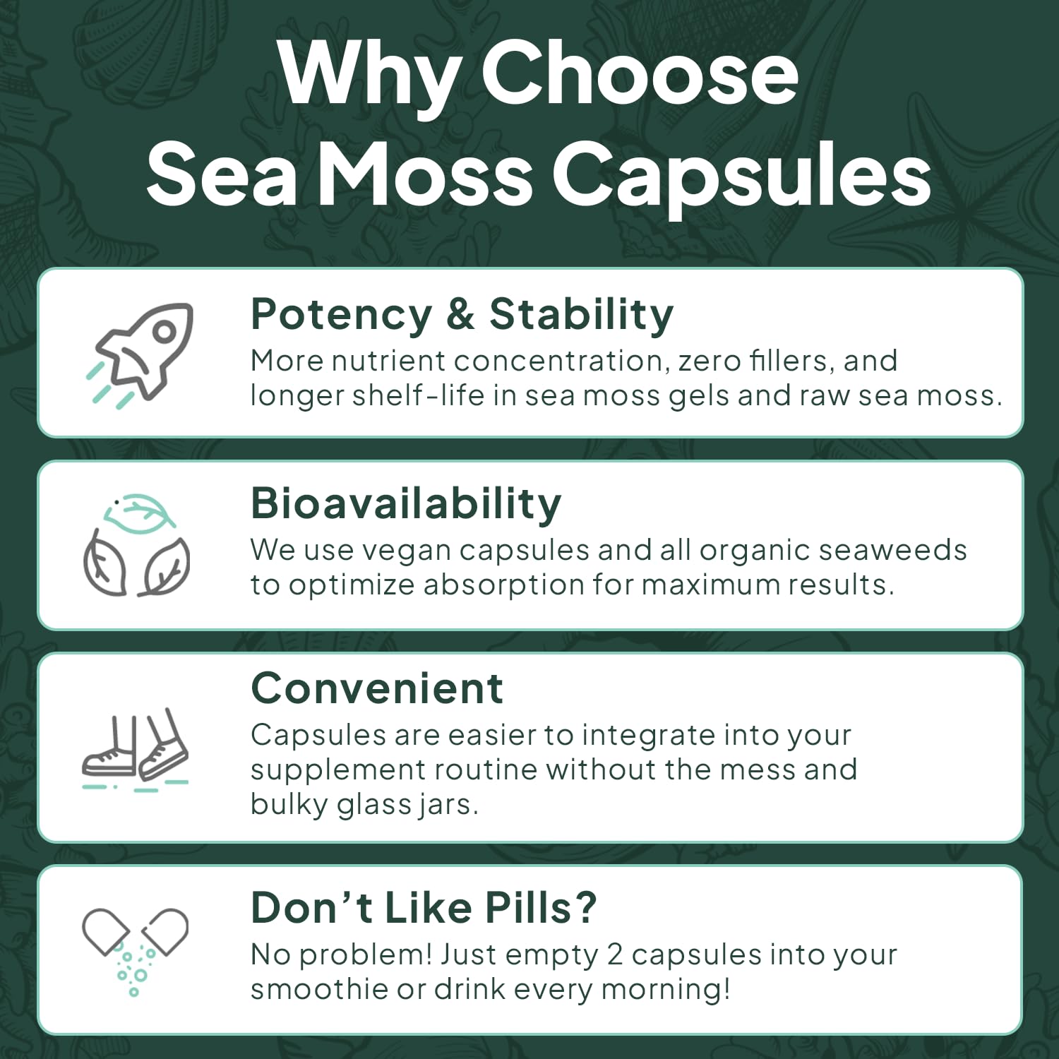 Organics Ocean Wild Sea Moss Capsules - 100% Organic Irish Sea Moss with Organic Chlorella, Bladderwrack and Vitamin D for Energy, Lung Health and Thyroid Support for Women and Men - 60 Capsules Organics OceanBuy Supplements Australia