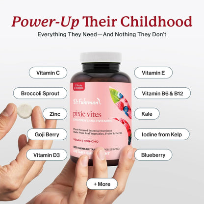 Dr. Fuhrman Pixie Vites Chewable Children's multivitamin | Whole Food Kids Multi with Vitamin D3, K2 & Zinc | Dr. FuhrmanBuy Supplements Australia