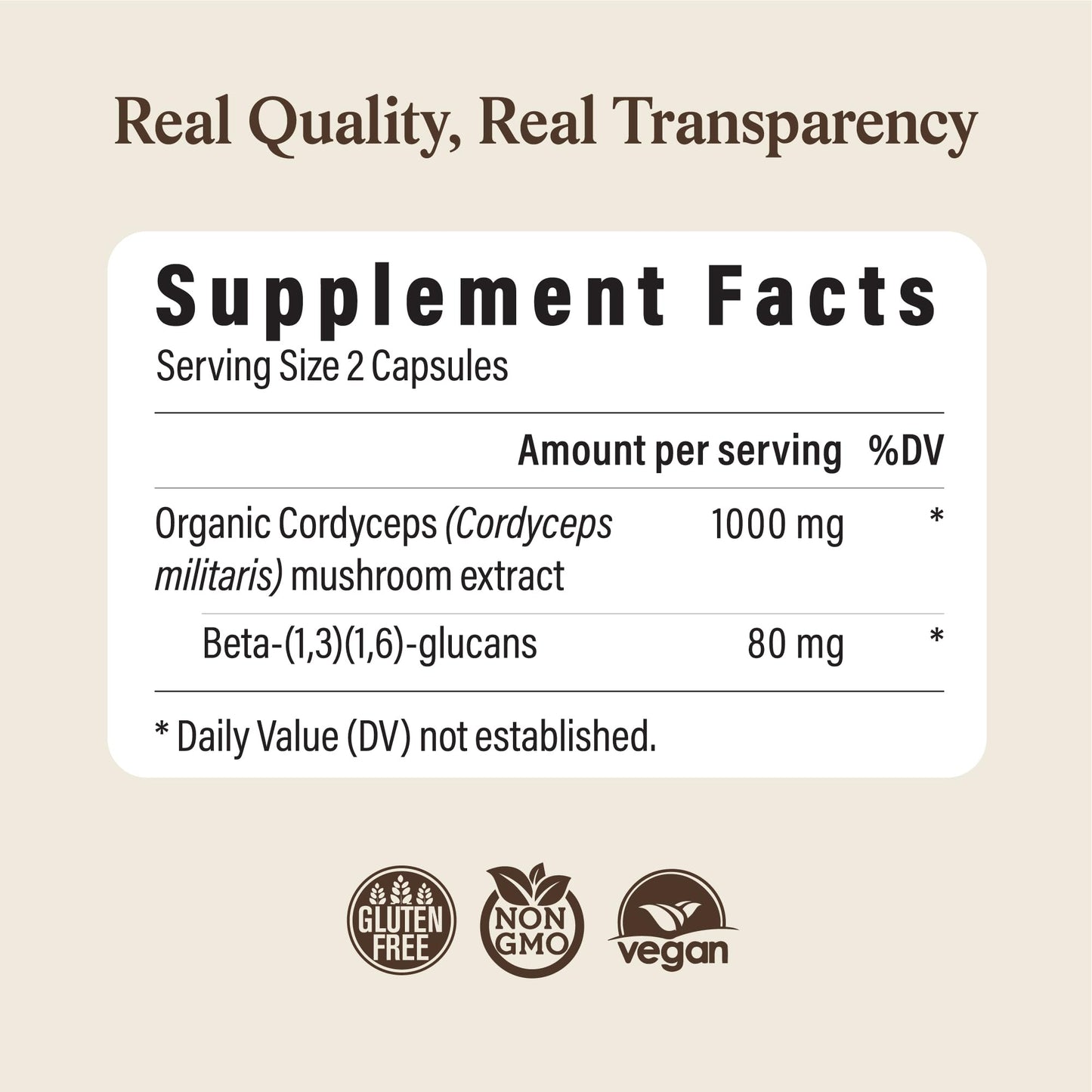 Real Mushrooms Supplement Capsules - Cordyceps Mushroom Powder Rich in Beta Glucans - Mushroom Pills Cordyceps for Energy and Performance - Vegan, Non-GMO, No Grain Fillers, 120 ct Real MushroomsBuy Supplements Australia