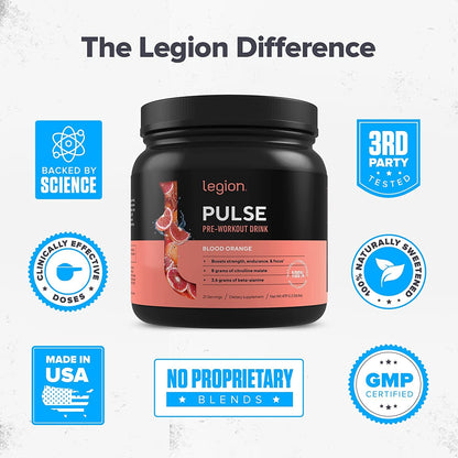 LEGION Pulse Pre Workout Supplement - All Natural Nitric Oxide Preworkout Drink LEGIONBuy Supplements Australia