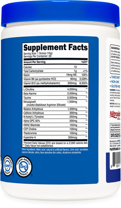 Nutricost Pre-X Xtreme Pre-Workout Powder Complex, Blue Raspberry, 30 Servings NutricostBuy Supplements Australia