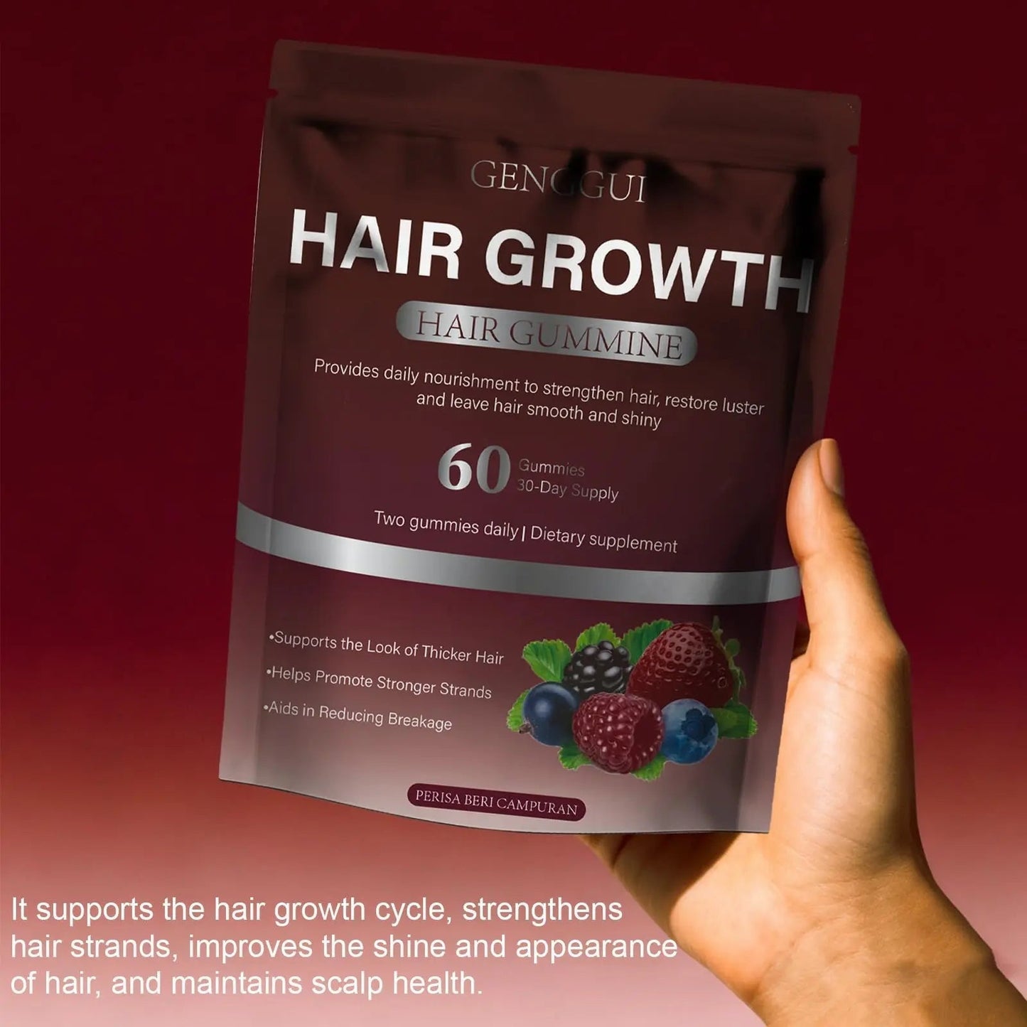 GENGGUI Hair Growth Gummies for Women - Hair Vitamins with Biotin & Silica for Faster Growth - Hair Growth Accelerator Supplement GENGGUIBuy Supplements Australia