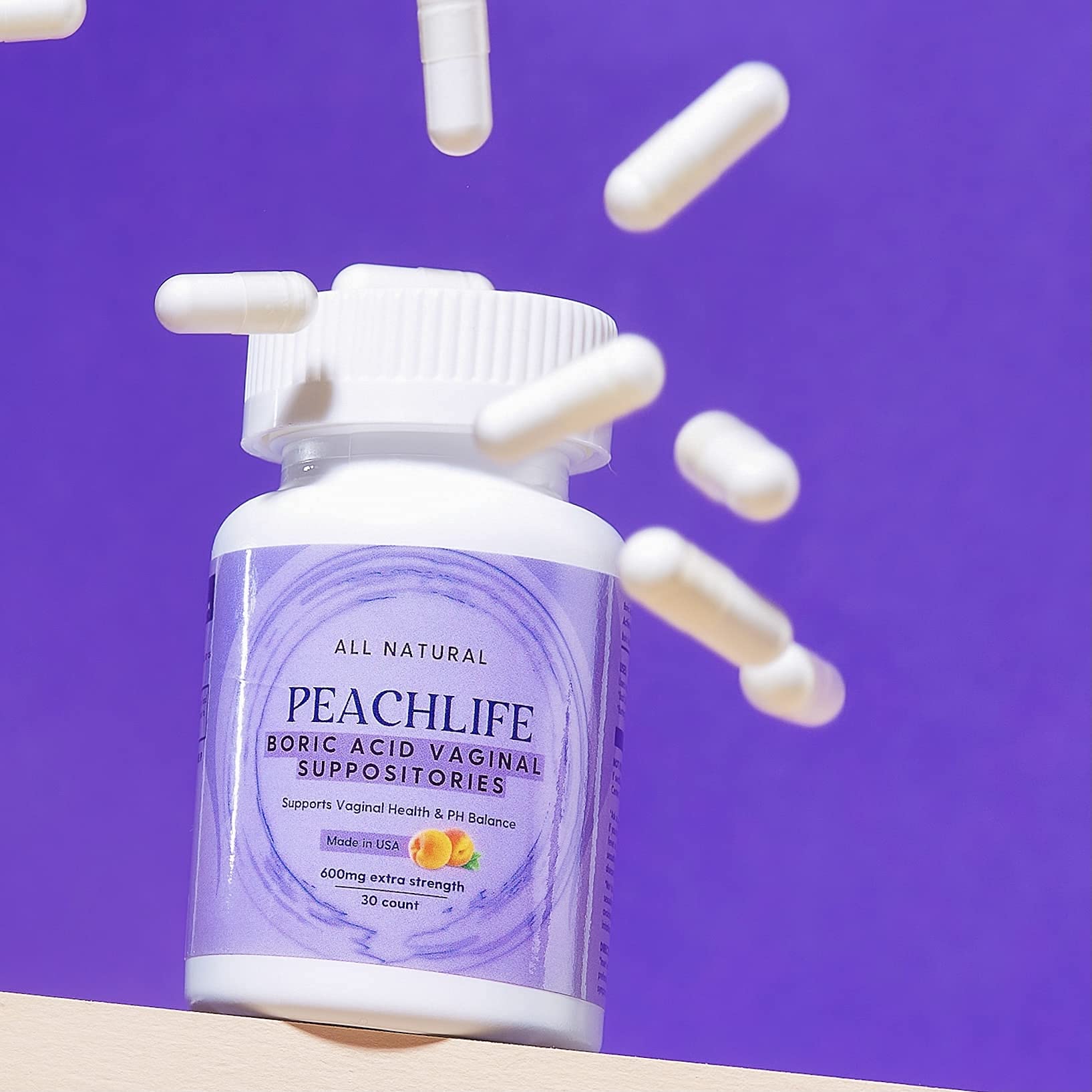 Peachlife Boric Acid Suppositories in Vegetable Capsules - USA Made - Vaginal pH PeachlifeBuy Supplements Australia