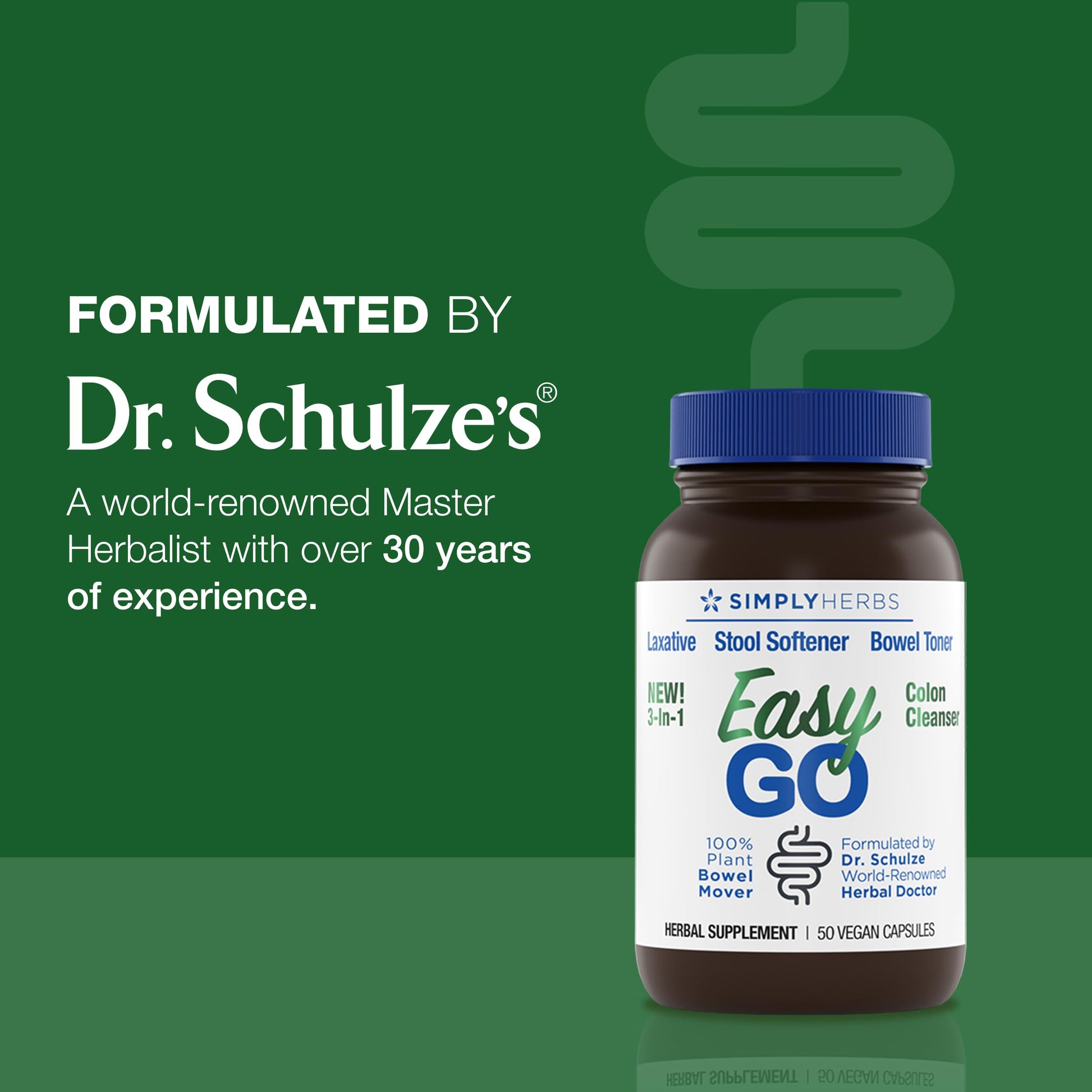 Simply Herbs Easy Go Bowel Mover - Adult Cleansing Supplement for Colon Health Support - Bowel Movement Aid - Stool Softener - Daily-Use Laxative - Plant-Based Ingredients - Vegan - 50 Count Dr. Schulze'sBuy Supplements Australia