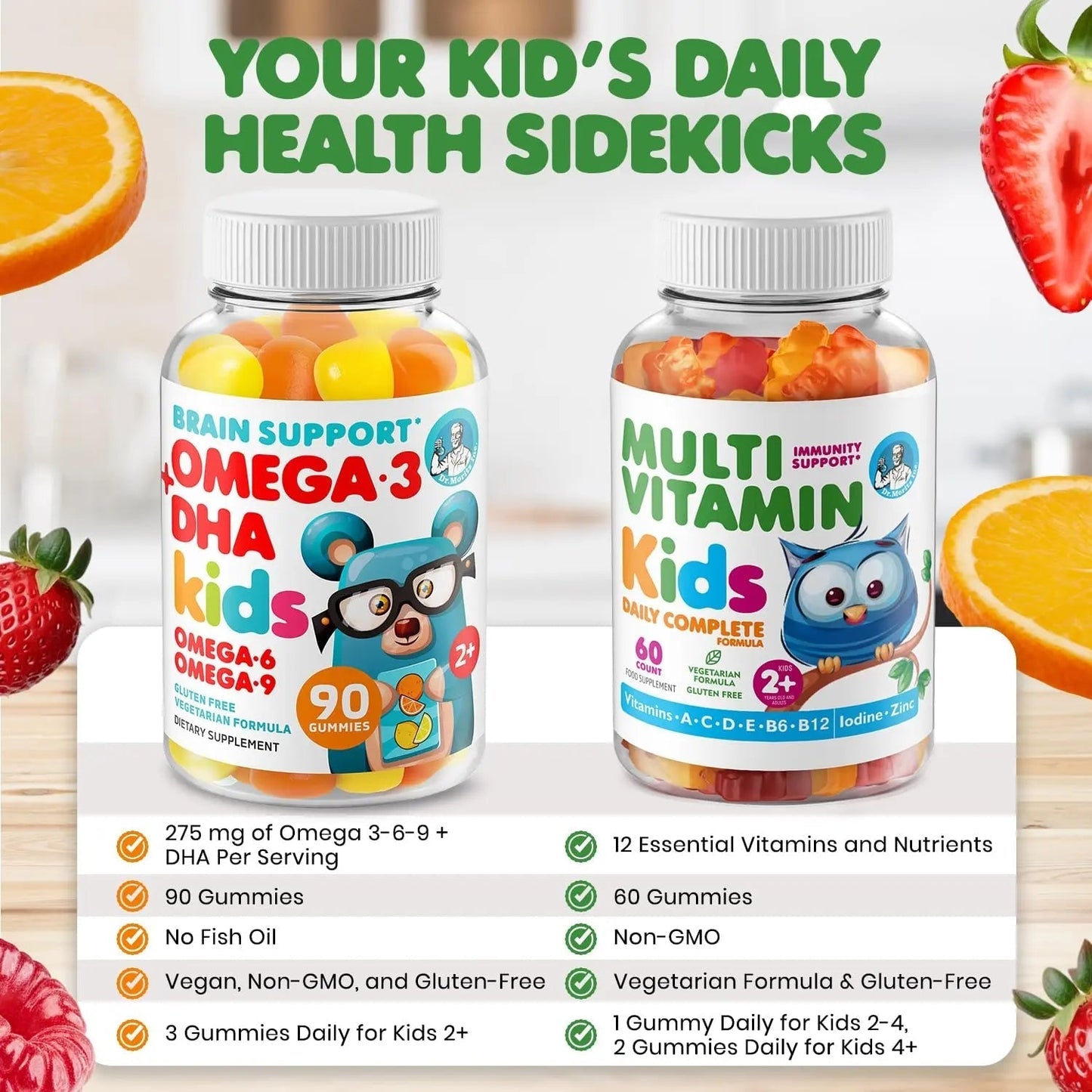 DR. MORITZ Omega 3 Gummies (90 Count) and Kids Multivitamin Gummies Bundle (60 Count) - for Daily Health Support - Vegan DHA Omega 3 for Kids DR. MORITZBuy Supplements Australia