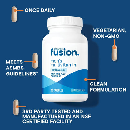 Bariatric Fusion One Per Day Bariatric Multivitamin with Iron for Men | with Prostate and Heart Support Vitamins* | Bariatric Fusion