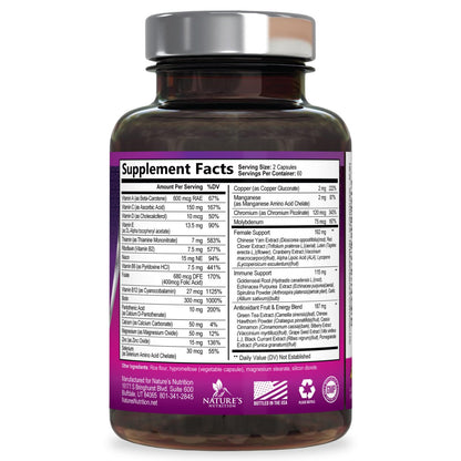 Multivitamin for Women - with Vitamins A, C, D, E, B6, B12, Zinc, Calcium & Magnesium, Womens Daily Multi Vitamin Multimineral Supplement for Bone Health, Energy & Immune Support - 120 Capsules Nature's NutritionBuy Supplements Australia
