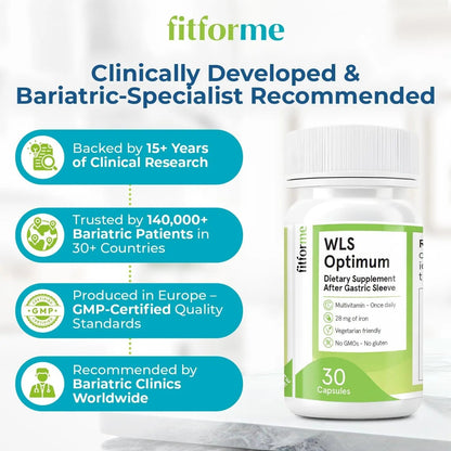 FitForMe Bariatric Multivitamin, Tailored for Gastric Sleeve Surgery – One-a-Day Capsule, 30-Day Supply, Easy-to-Swallow WLS Optimum Capsule FitForMe