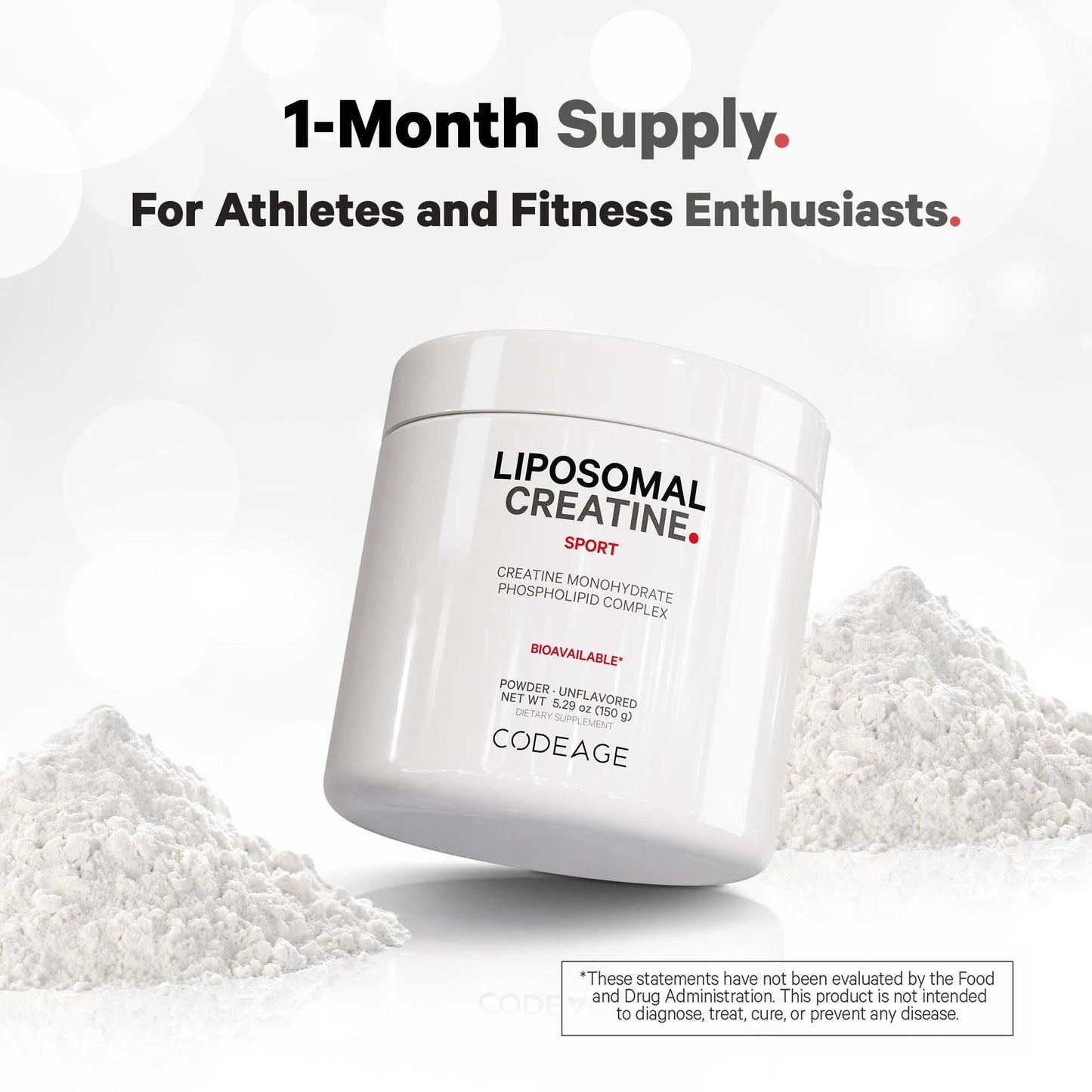 Codeage Liposomal Creatine Powder Supplement, Pure Creatine Monohydrate 5000mg, Pre Workout & Post Workouts - Unflavored Creatine, Micronized Creatine Powder - Creatinine for Sports - 30 Servings CodeageBuy Supplements Australia
