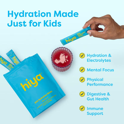 Hiya Kids Hydration with Electrolytes - Zero Added Sugar Berry Flavored Kids Hydration Packets - 15 Sticks - Travel-Friendly Drink Mix for Children Ages 2+ HIYABuy Supplements Australia