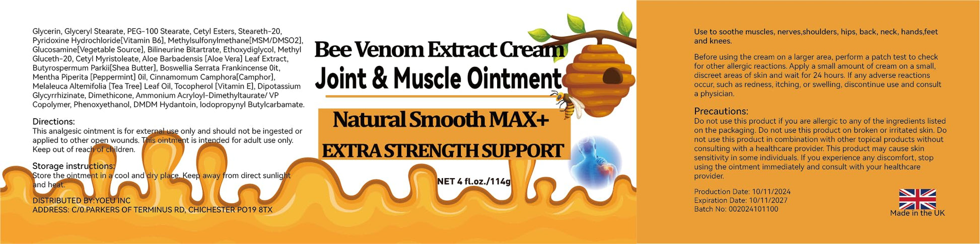 WONDROUSZ Bee Venom Joint Cream, Extra Strength Muscle & Bone Soothing Ointment, for Shoulder, Back, Neck, Hands, Feet, Leg, Knees, Ankle, Arthritis, Meniscus, for Adults, Seniors WONDROUSZBuy Supplements Australia