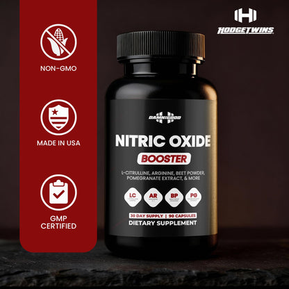 DAMN GOOD The Hodge Twins Nitric Oxide Booster – Beet Root Nitric Oxide & Arginine Citrulline Supplement, Pomegranate Blend for Workout Drive, Endurance Support & Pump Power - 90 Capsules DAMN GOODBuy Supplements Australia