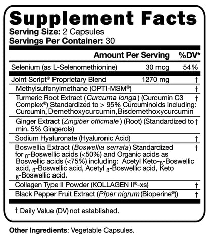 Suzy Cohen Joint Script Joint Support Supplement with Hyaluronic Acid, C3 Curcumin Turmeric Extract, MSM, Collagen Peptides, Ginger, and Boswellia for Maximum Flexibility, Tendon and Cartilage Health Script EssentialsBuy Supplements Australia