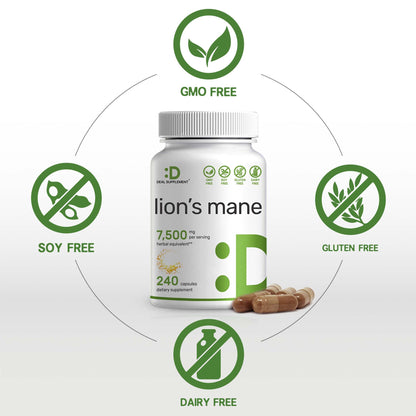 Lions Mane Mushroom Supplement, 7,500mg Per Serving, 240 Capsules – Active Fruiting DEAL SUPPLEMENTBuy Supplements Australia