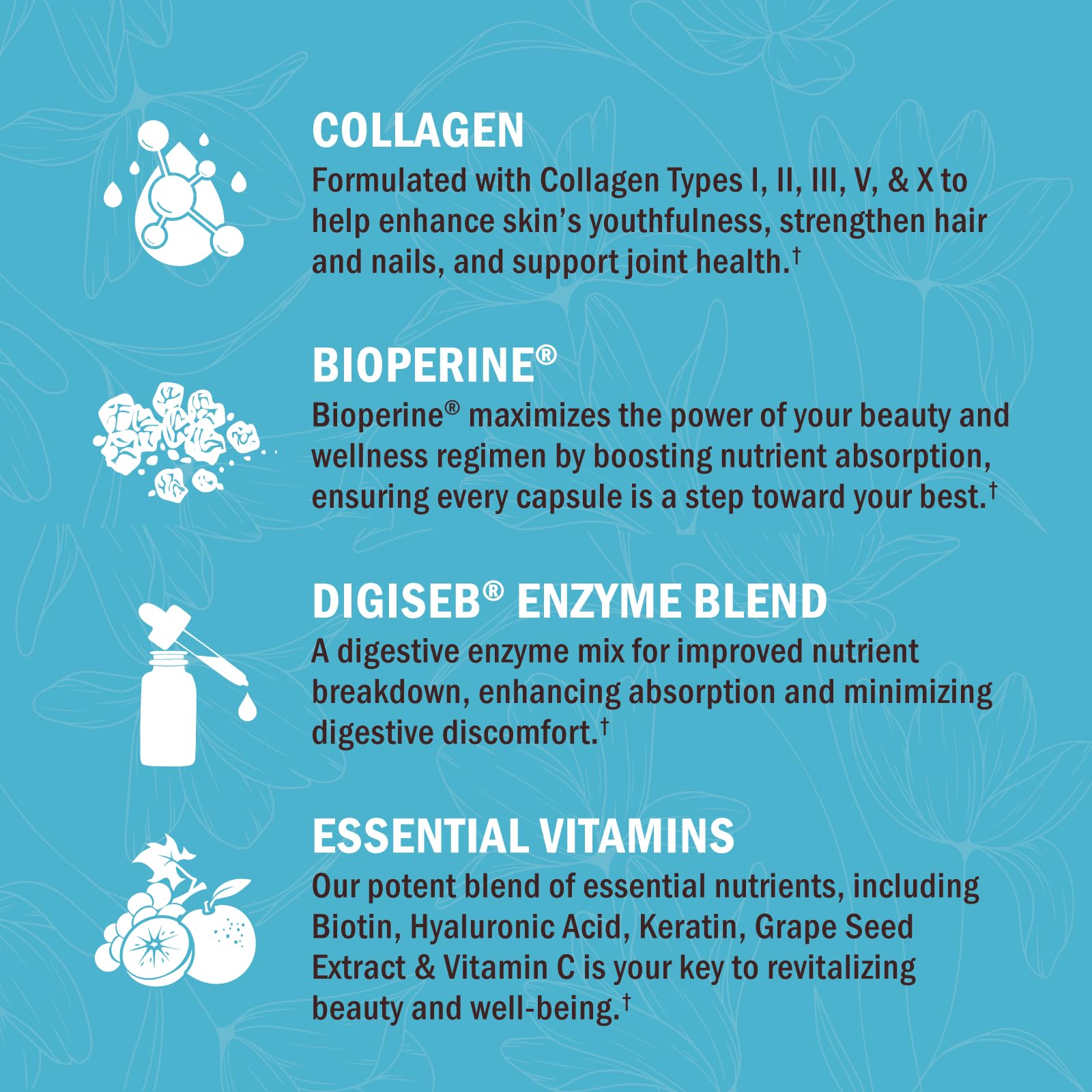 Multi Collagen Pills for Women (Types I II III V X) with Vitamin C Hyaluronic Acid Biotin BioSchwartzBuy Supplements Australia