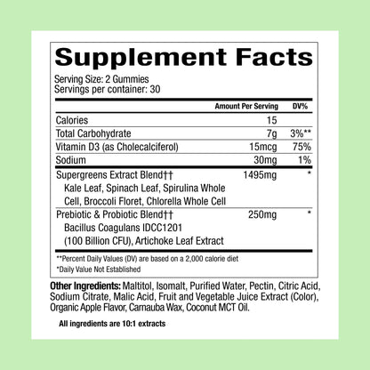 Plant People WonderGreens Veggie Gummies Super Greens with Probiotics Multivitamin Support Gummy for Wellbeing, Energy, Immune and Gut Health, Green Apple Flavor (60 Count) Plant PeopleBuy Supplements Australia