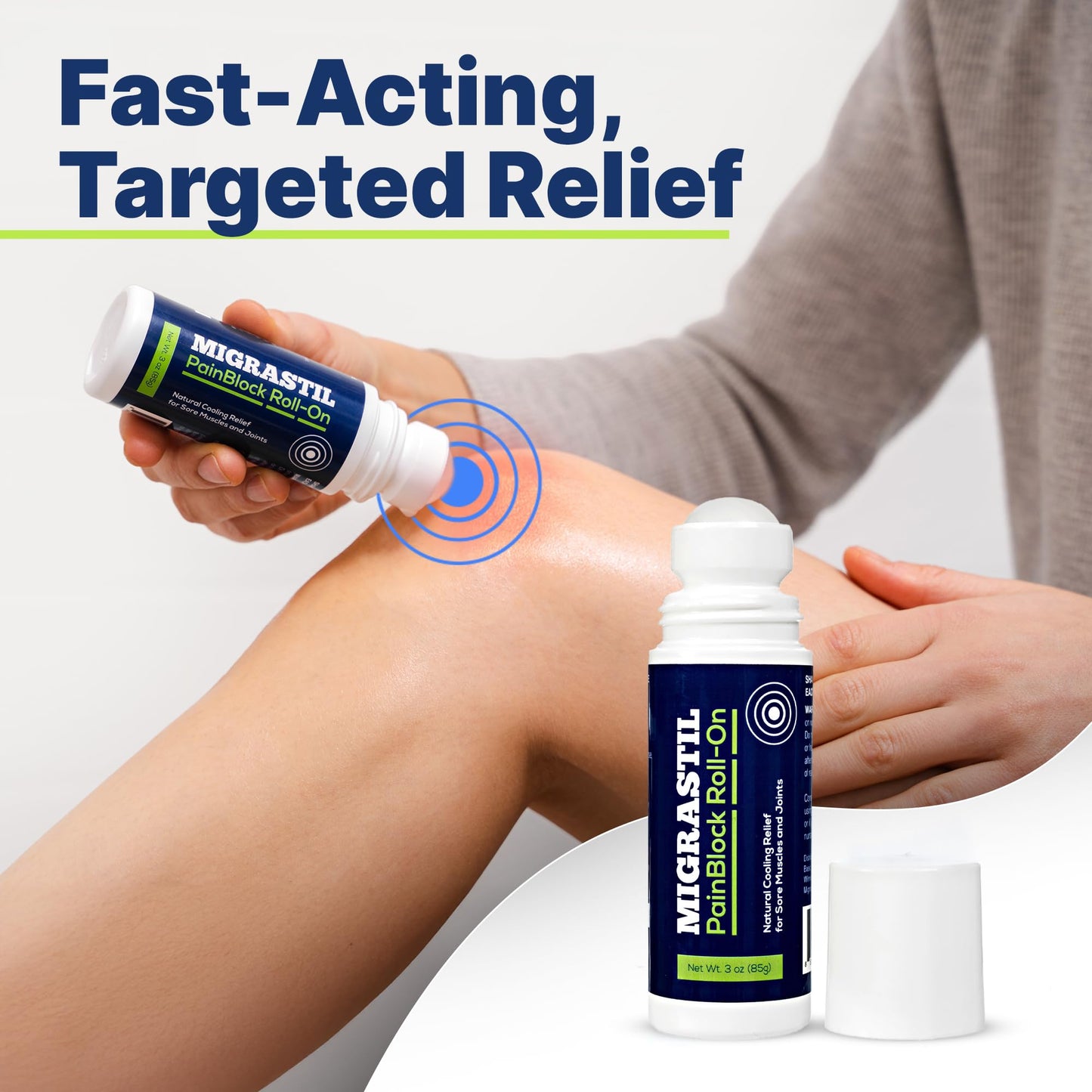 Basic Vigor Migrastil PainBlock Roll-On, 3 oz - Topical Roll-On for Muscle Aches, Cramps, Joint & Nerve Discomfort. Works Great on Shoulders, Neck, Feet, Knees, Legs, Back, Elbows, HIPS, Etc. Basic VigorBuy Supplements Australia