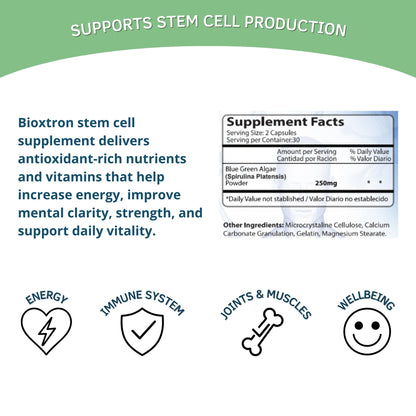 Bioxtron Natural AFA Stem Cell Supplement - Joint Support & Muscle Pain - Immune System Support - Support Energy Levels - Natural Blue Green Algae Spirulina - Pack of 2-120 Caps BioxtronBuy Supplements Australia