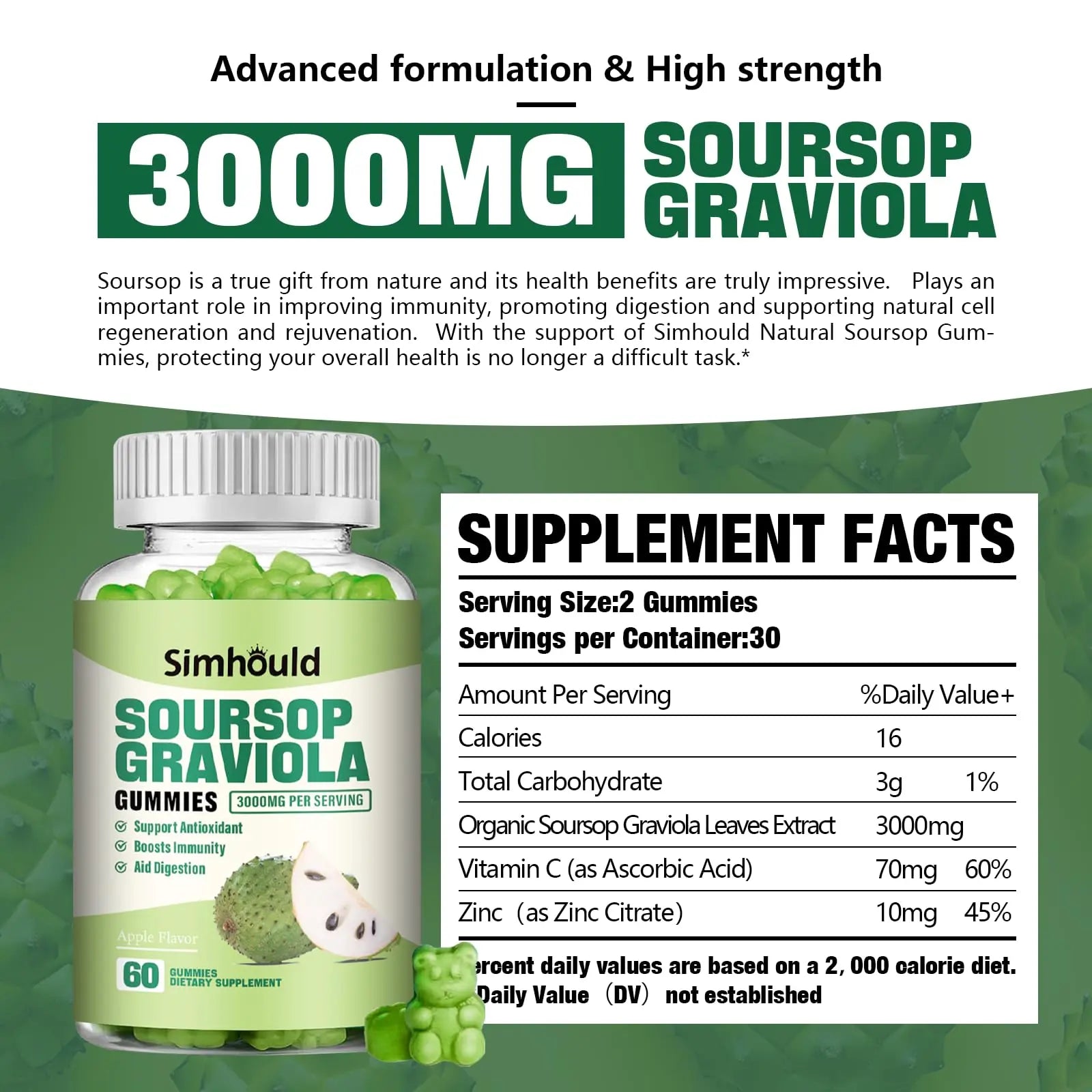 Simhould 1 Pack Soursop Graviola Gummies SimhouldBuy Supplements Australia