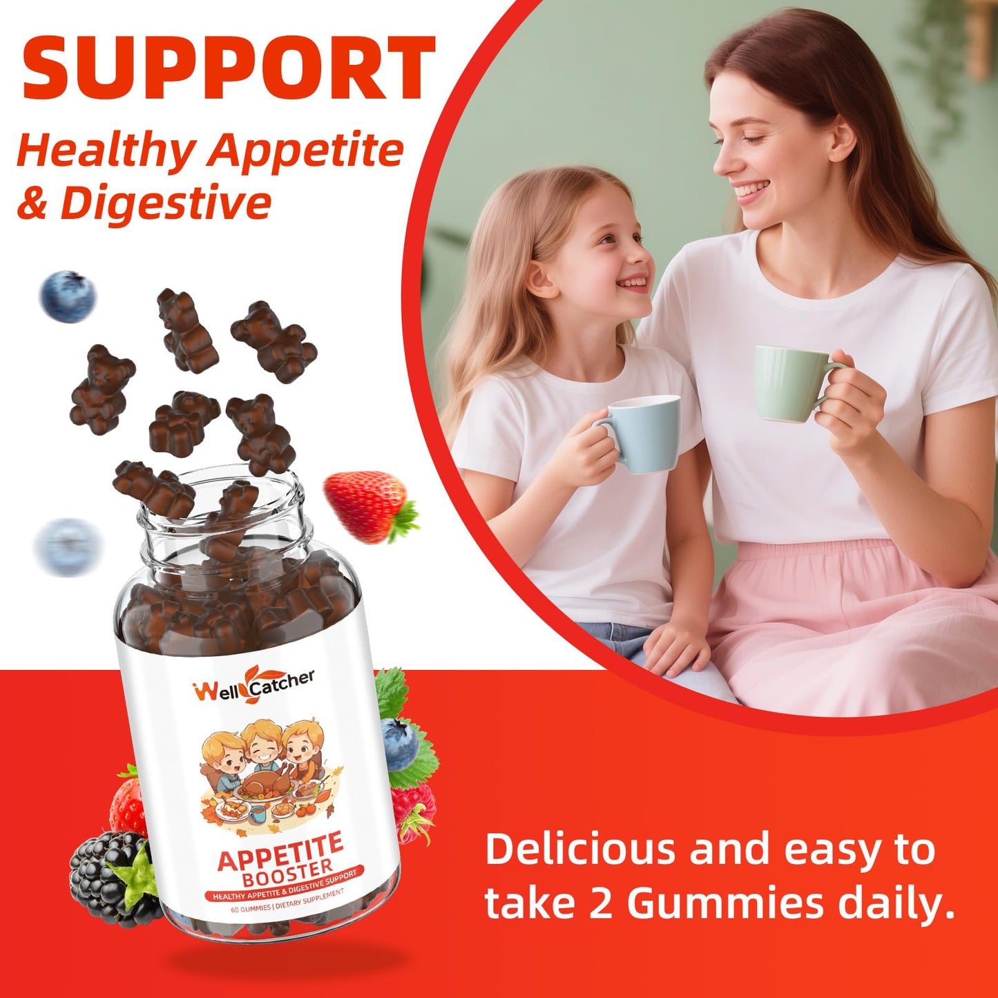 Appetite Booster Gummies for Kids Adults: Appetite Support Supplement with Bromelain Hawthorn Zinc Vitamin B12 for Healthy Digestive & Nutritional Balance, Sugar Free Mixed Fruit Flavor Vegan 30 Days WellcatcherBuy Supplements Australia