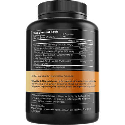 4-in-1 Turmeric and Garlic Supplements with Bioperine 2360 mg (360 ct) Turmeric Ginger MEDCHOICEBuy Supplements Australia