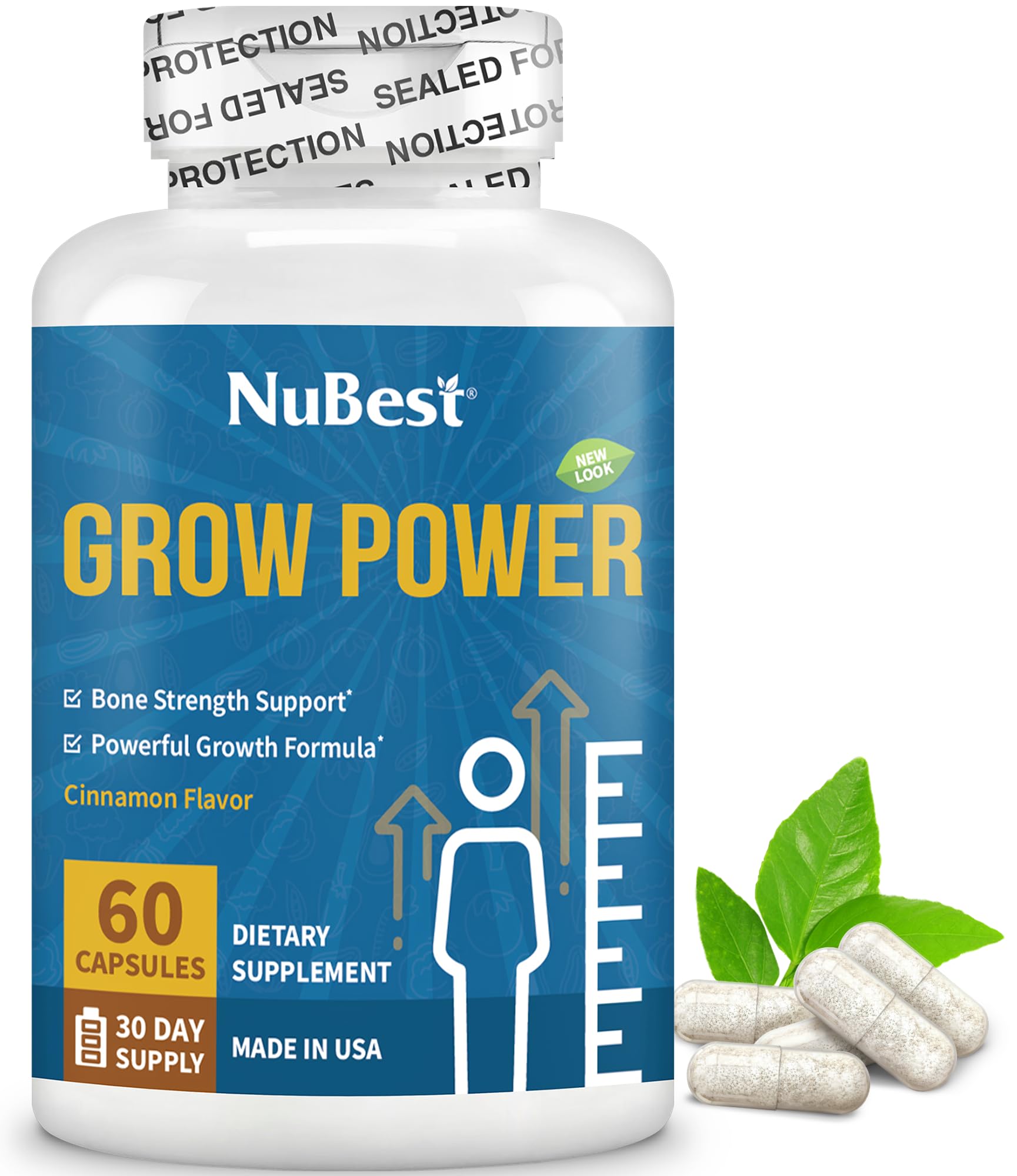 NuBest Grow Power - Calcium Supplement, Magnesium Supplement with Vitamin D3, B6, Zinc, Phosphorus and Multivitamin for Strong Bones, Overall Health for Age 10+ | 60 Capsules | 1 Month Supply NuBestBuy Supplements Australia