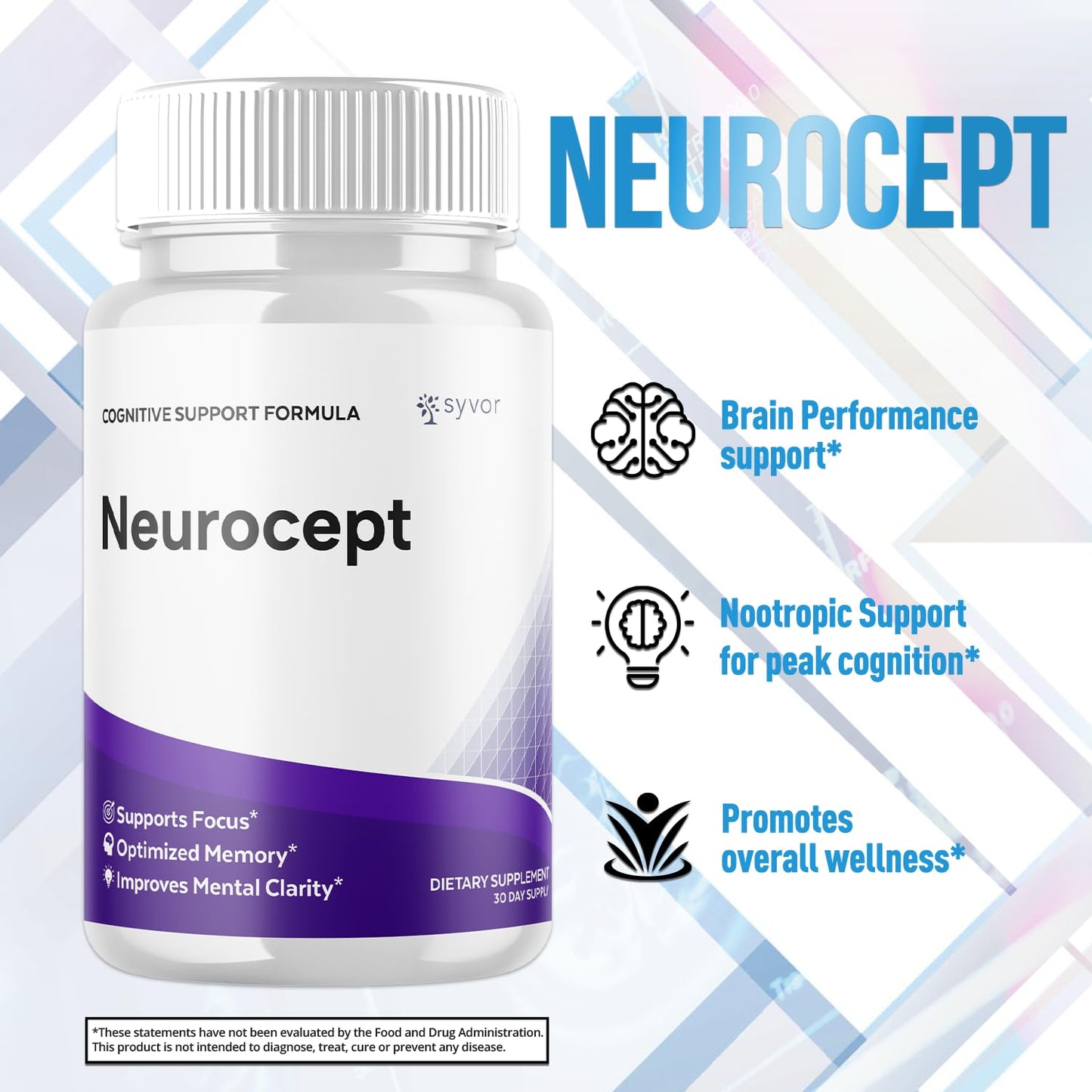 Neurocept Capsules, Official Neurocept Brain Supplement Pills with All Natural Ingredients, Advanced Formula Support Pills with Maximum Strength Premium Vitamins for Women and Men (60 Capsules) SyvorBuy Supplements Australia