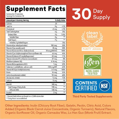SmartyPants Teen Girl Multivitamin Gummies: Omega 3 Fish Oil (EPA/DHA), Vitamin D3, C, Vitamin B12 & Kids Multivitamin Gummies SmartyPants
