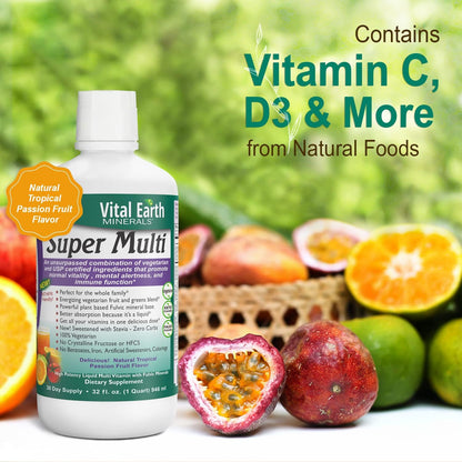 Vital Earth Minerals Super Multi – Liquid Multivitamins for Women, Men & Kids, Liquid Vitamins with Fulvic Acid for Better Absorption, MTHFR Support, 32 Oz + 1 Oz Cup Vital Earth MineralsBuy Supplements Australia