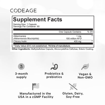 Codeage Akkermansia Muciniphila Probiotic Supplement - 3-Month Supply of Akkermansia CodeageBuy Supplements Australia
