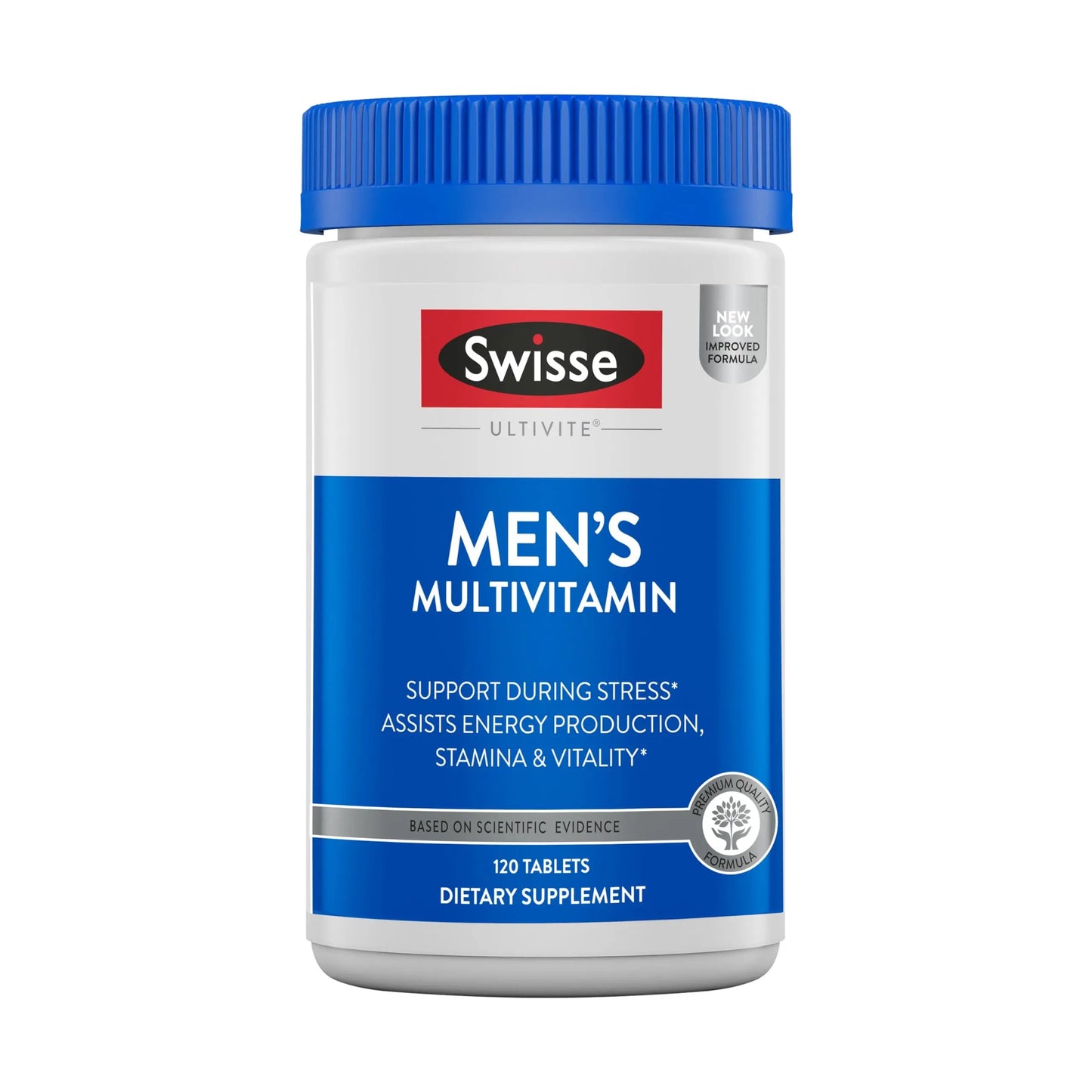 Swisse Ultivite Mens Daily Multivitamins | 50 Vitamins, Antioxidants and Minerals + Adaptogens | Energy, Stress & Immune Support | Mens Vitamins | 120 Tablets SwisseBuy Supplements Australia