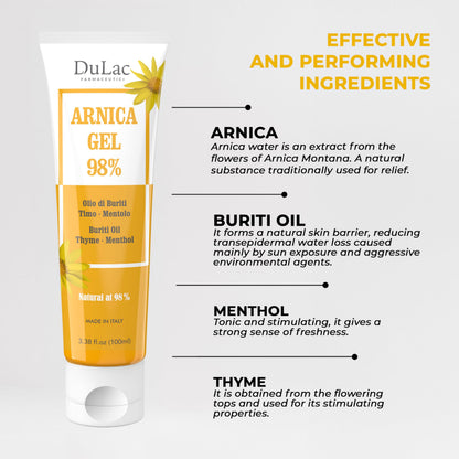 Dulac Arnica Body Massage Gel – Water-Based Cosmetic Massage Gel with Arnica Montana, Fast-Absorbing Lightweight Texture, Non-Greasy Feel, Dermatologically Tested, 3.38 Fl Oz DULÀC FARMACEUTICI 1982Buy Supplements Australia