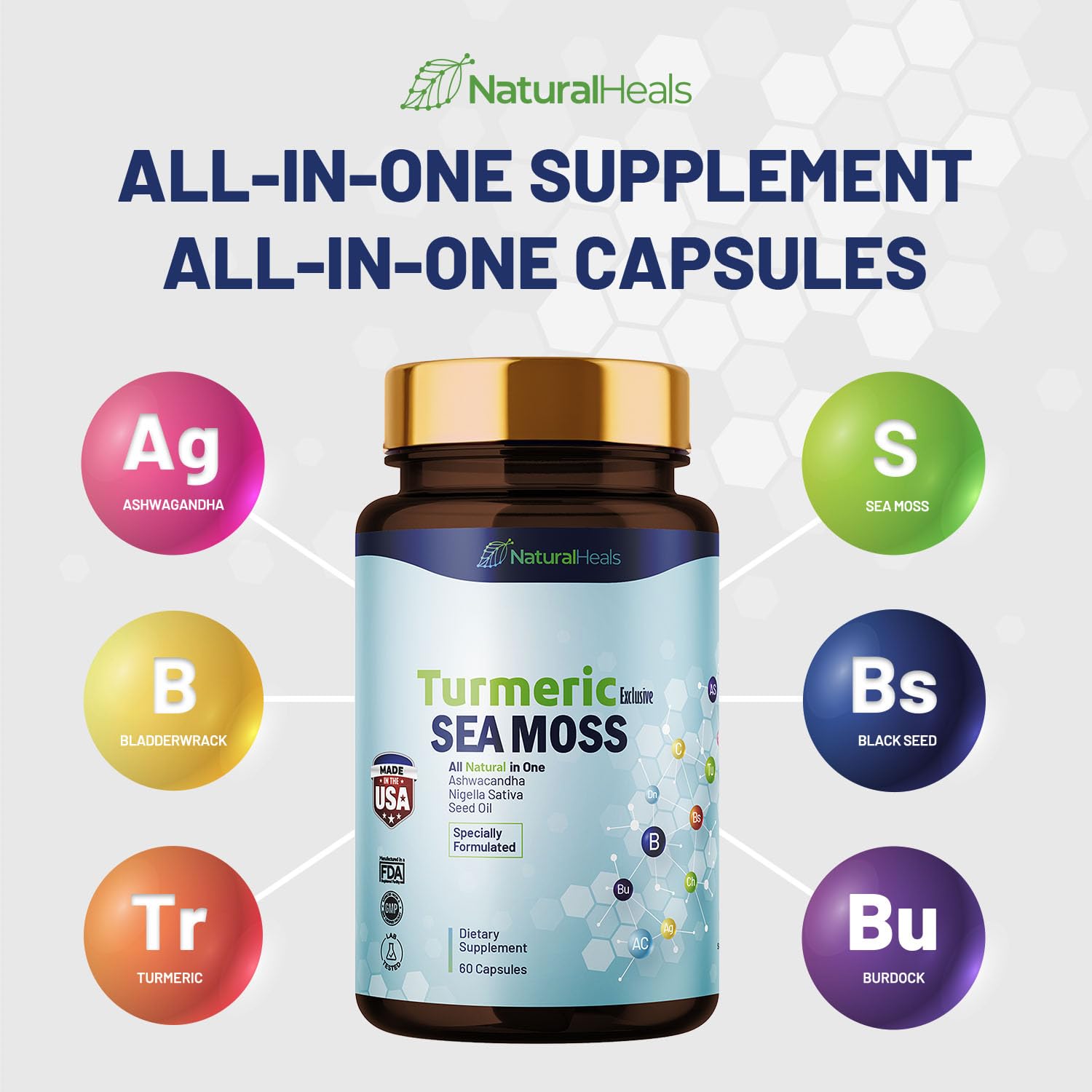 Natural Heals Sea Moss 3000mg: Black Seed Oil 2000mg Ashwagandha 1000mg Turmeric Natural HealsBuy Supplements Australia