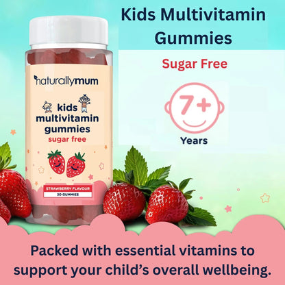 NaturallyMum Kids Multivitamin Gummies | for Children | Vegan Friendly | 30 Chewable Gummies | with Vitamins A, D, E, B6, B12, C | NaturallyMumBuy Supplements Australia