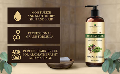 Handcraft Blends Castor Oil with Rosemary Oil for Hair Growth, Eyelashes, Eyebrows Handcraft BlendsBuy Supplements Australia
