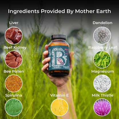 Birthright Female Hormone Support for, Energy, Fertility, Menstrual Cycle, Ovulation, Pregnancy and Menopause… All Natural, Animal Based, Liver, Kidney, Magnesium, Red Raspberry, Herbal Blend Revive BirthrightBuy Supplements Australia