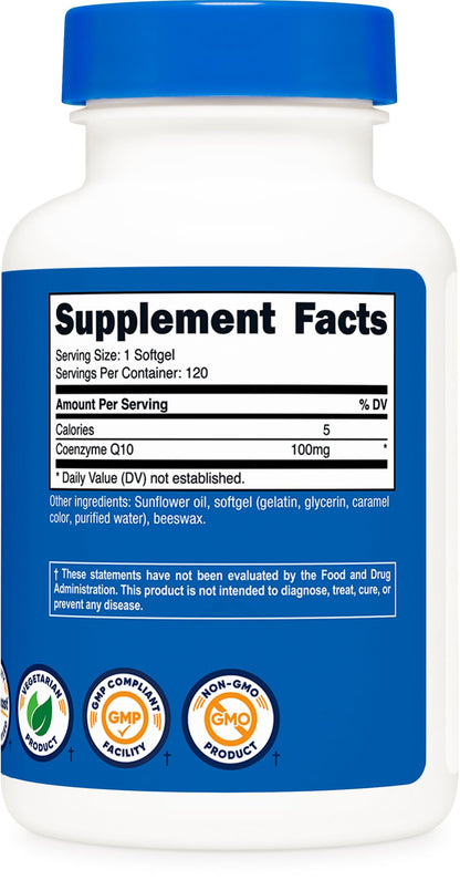 Nutricost CoQ10 Softgels (120 Servings / 100 Mg CoQ10 Per Serving) | Better Absorption NutricostBuy Supplements Australia