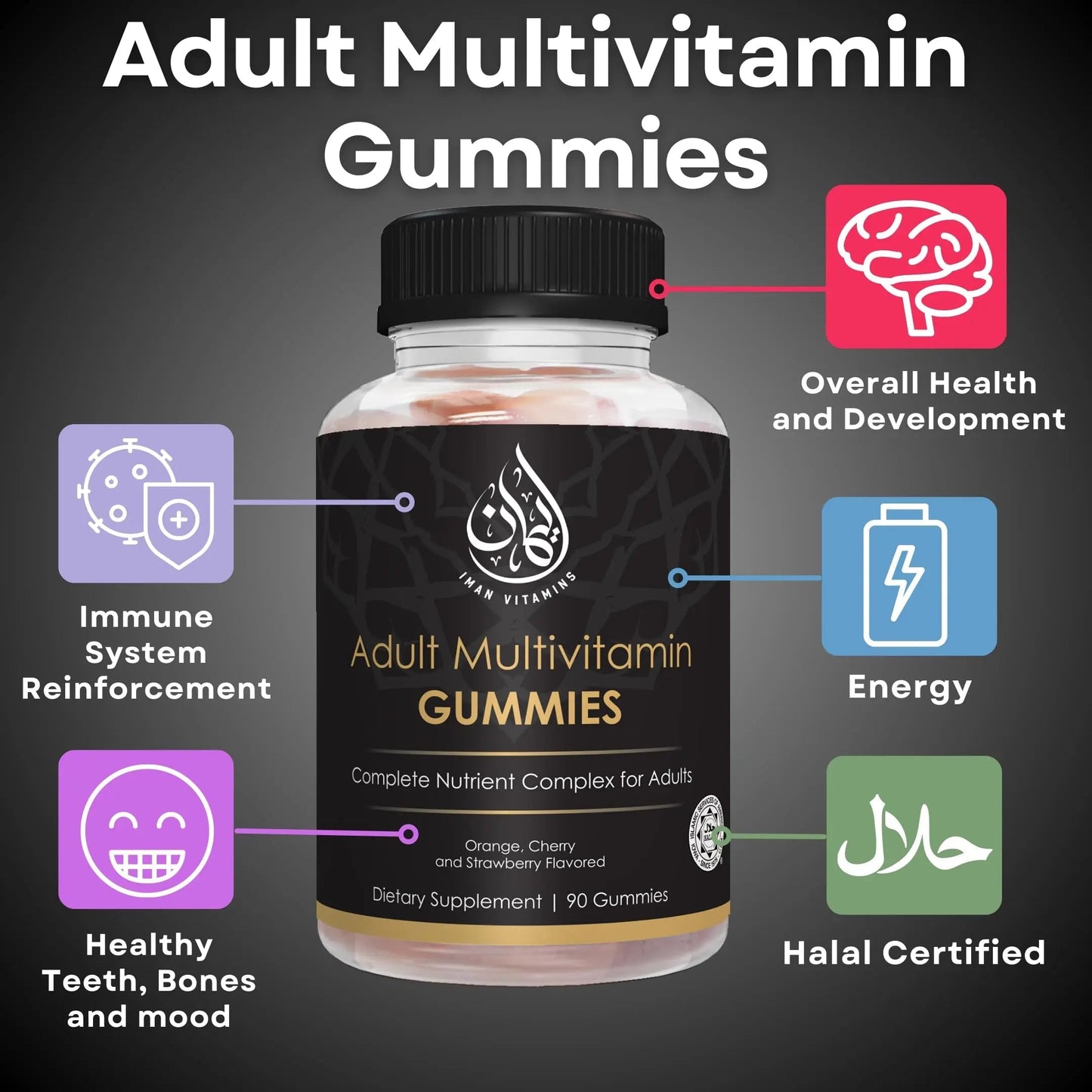 Iman Vitamins Halal Complete Complex Adult Multivitamin Gummies | Natural Immune Boost for Men & Women | Vegetarian & Non-GMO | Iman VitaminsBuy Supplements Australia